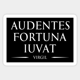 "audentes fortuna iuvat" Fortune favours the bold - VIRGIL in Latin Typography Motivational inspirational quote series 1 WHITE Magnet